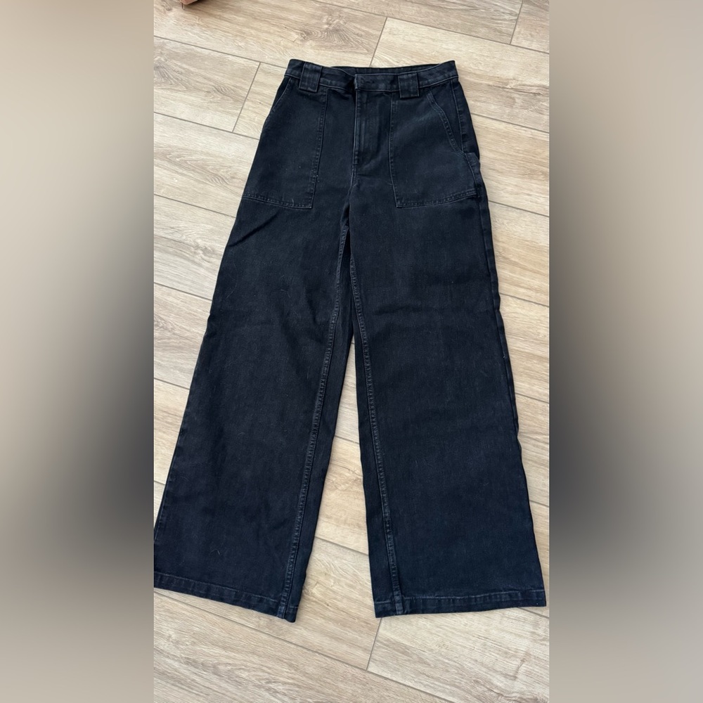Lucy & Yak - Delores - Wide Leg Denim Jeans in Washed Black - Women Jeans